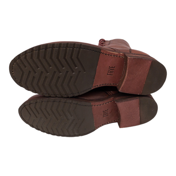 Frye Veronica Combat Boots  Leather Lace Up Heeled Red Clay Women's 6.5 - Picture 9 of 13